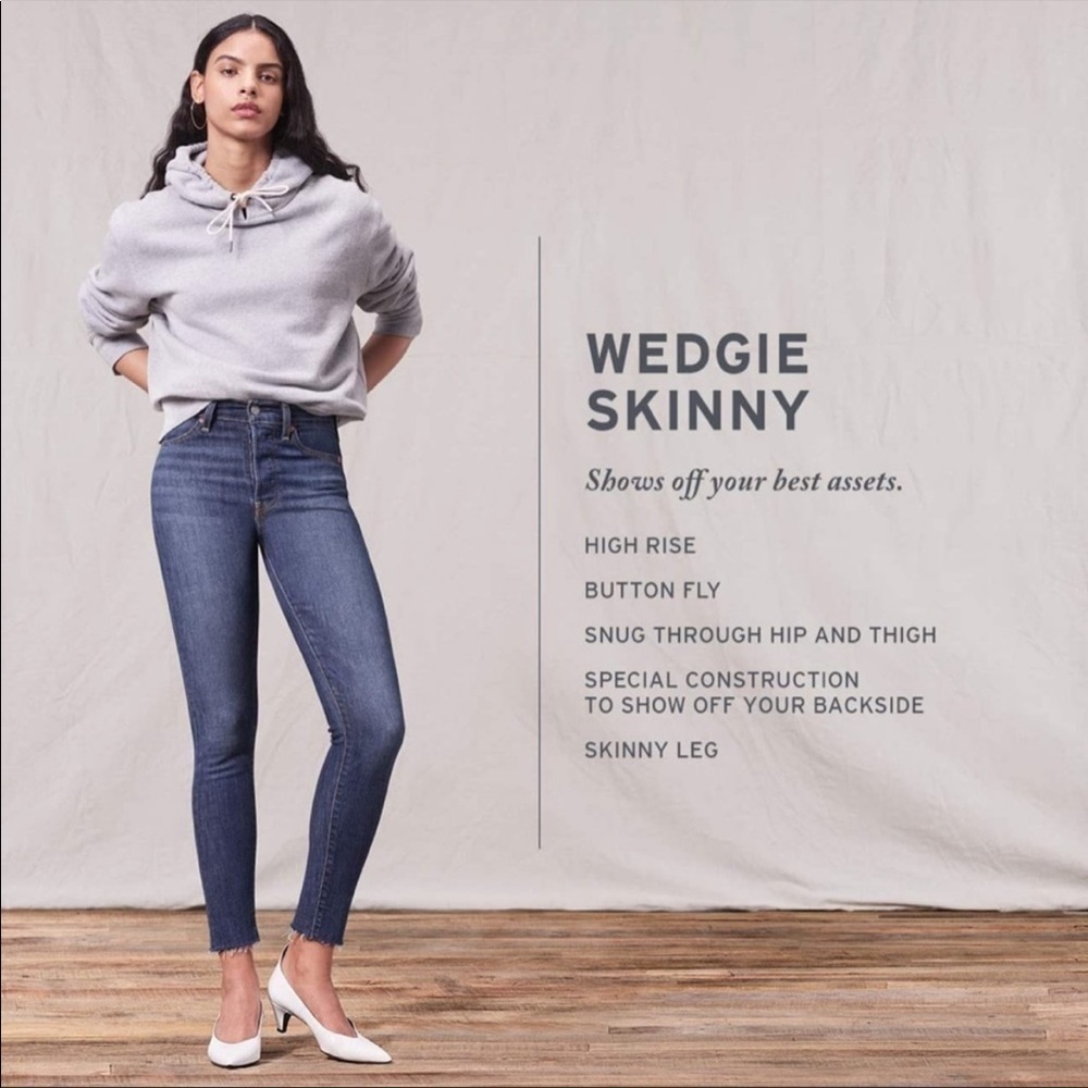 Levi's Wedgie Skinny High Rise Raw Hem Jeans 26